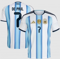 (S-4XL) 26-27 Argentina (De PauL  #7) Home Blue&White Thailand Soccer Jersey AAA