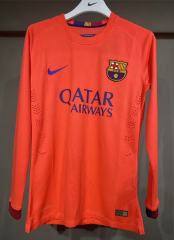 Retro Version 14-15 Barcelona Away Orange LS Thailand Soccer Jersey AAA-4563