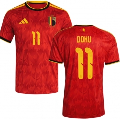 (S-4XL) 2026 World Cup Belgium Home Red (DOKU #11) Thailand Soccer Jersey AAA