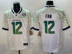 (Logo 1) Retro Version Seattle Seahawks 5 Generations White&Green #12 NFL Jersey-0840