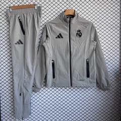 25-26 Real Madrid Light Grey Thailand Soccer Coat Uniform-2315