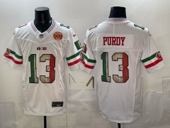 (Logo 1) San Francisco 49ers Mexico National Flag White #13 NFL Jersey-0840