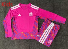 2026 World Cup Mexico Goalkeeper Pink LS Kids/Youth Soccer Uniform-2483