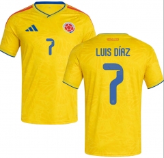 (S-4XL) 26-27 Colombia Home Yellow (LUIS DíAZ #7) Thailand Soccer Jersey AAA-403