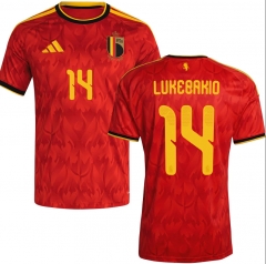 (S-4XL) 2026 World Cup Belgium Home Red (LUKEBAKIO #14) Thailand Soccer Jersey AAA