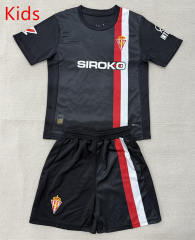25-26 Sporting de Gijón Away Black Kids/Youth Soccer Uniform-AY