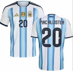 (S-4XL) 26-27 Argentina (MAC ALLISTER  #20) Home Blue&White Thailand Soccer Jersey AAA