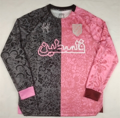 (S-4XL) 2025-2026 Special Arabic Version Palestine Black&Grey&Pink LS Thailand Soccer Jersey AAA-2038