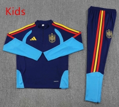 26-27 Spain Royal Blue Kid-Youth Soccer Tracksuit-2315