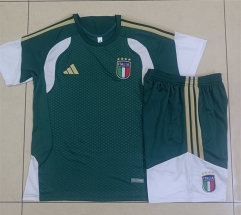 26-27 Italy Dark Green Short-sleeved Thailand Soccer Vest Tracksuit -815