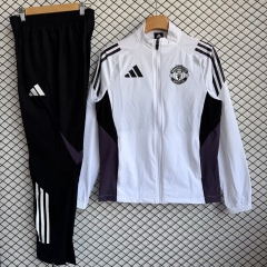 25-26 Manchester United White Thailand Soccer Coat Uniform-2315