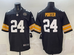 (Logo 9) Pittsburgh Steelers Black #24 NFL Jersey-0840