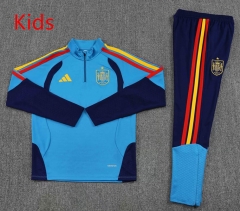 26-27 Spain Light Blue Kid-Youth Soccer Tracksuit-2315
