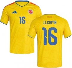 (S-4XL) 26-27 Colombia Home Yellow (J.LERMA #16) Thailand Soccer Jersey AAA-403