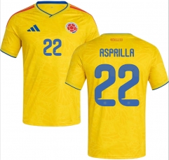 (S-4XL) 26-27 Colombia Home Yellow (ASPRILLA #22) Thailand Soccer Jersey AAA-403