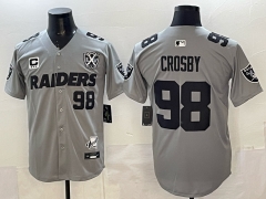 (Logo 1) Las Vegas Raiders 5 Generations Grey #98 NFL Jersey-0840
