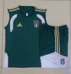 26-27 Italy Dark Green Thailand Soccer Vest Tracksuit -815