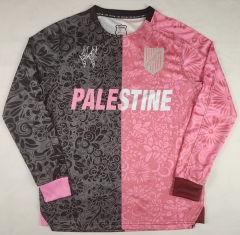 (S-4XL) 2025-2026 Special English Version Palestine Black&Grey&Pink LS Thailand Soccer Jersey AAA-2038