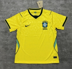 (S-4XL) 26-27 Stamp Version Brazil Home Yellow Thailand Soccer Jersey AAA-4506