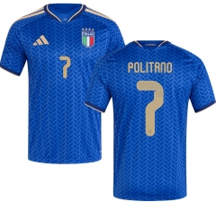 (S-4XL) 26-27 Italy Home Blue (POLITANO #7) Thailand Soccer Jersey AAA