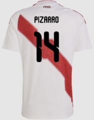 (S-4XL) 26-27 Peru Home White (Pizarro  #14) Thailand Soccer Jersey AAA-8025