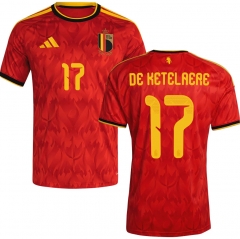 (S-4XL) 2026 World Cup Belgium Home Red (DE KETELAERE #17) Thailand Soccer Jersey AAA
