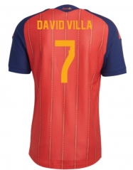 (S-4XL) 26-27 Spain Home Red (David Villa #7) Thailand Soccer Jersey AAA