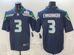 (Logo 1) Seattle Seahawks Blue #3 NFL Jersey-0840