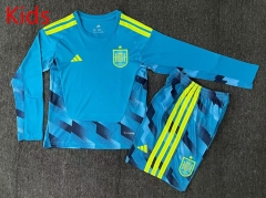 2026 World Cup Spain Goalkeeper Blue LS Kids/Youth Soccer Uniform-2483