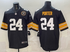 (Logo 8) Pittsburgh Steelers Black #24 NFL Jersey-0840