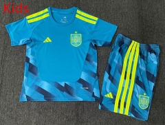 2026 World Cup Spain Goalkeeper Blue Kids/Youth Soccer Uniform-2483