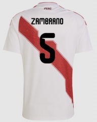 (S-4XL) 26-27 Peru Home White (Zambrano #5) Thailand Soccer Jersey AAA-8025