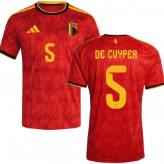 (S-4XL) 2026 World Cup Belgium Home Red (DE CUYPER #5) Thailand Soccer Jersey AAA