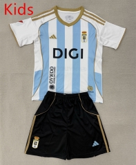 2025-2026 Real Oviedo 2nd Away Blue&White Kids/Youth Soccer Uniform-AY