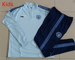 25-26 Manchester City Light Blue Inkjet Kids/Youth Soccer Tracksuit-815