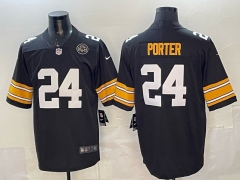 (Logo 4) Pittsburgh Steelers Black #24 NFL Jersey-0840