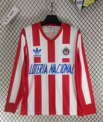 Retro Version 91-92 Deportivo Guadalajara Home Red&White LS Thailand Soccer Jersey AAA-2851