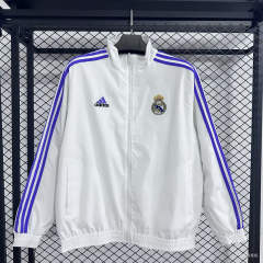 (S-3XL) 26-27 Real Madrid White&Purple Double-sided Thailand Soccer Trench Coats-8430