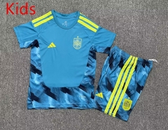 26-27 Spain Goalkeeper Blue Kids/Youth Soccer Uniform-4506