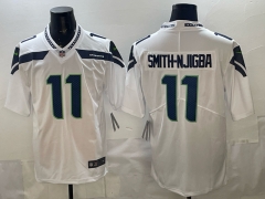 (Logo 1) Seattle Seahawks White #11 NFL Jersey-0840