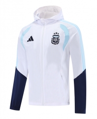 25-26 Argentina White Thailand Soccer Coat With Hat-LH