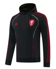 26-27 Liverpool Black Thailand Soccer Tracksuit Top With Hat-LH