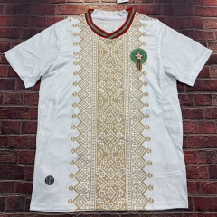 (S-4XL) 26-27 Morocco Away White&Beige Thailand Soccer Jersey AAA