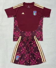 26-27 Italy Goldkeeper Maroon Soccer Uniform-AY