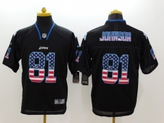 National Flag Version Detroit Lions Blue #81 NFL Jersey-0840