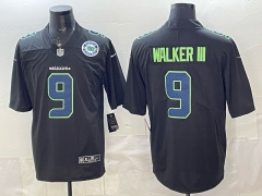 (Logo 2) Fashion Version Seattle Seahawks Black #9 NFL Jersey-0840