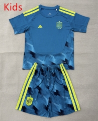 26-27 Spain Goalkeeper Laker Blue Kids/Youth Soccer Uniform-AY