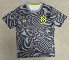 (S-4XL) 26-27 Brazil Grey&Black Thailand Training Soccer Jersey AAA-4728