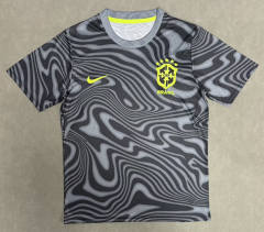 (S-4XL) 26-27 Brazil Grey&Black Thailand Training Soccer Jersey AAA-4728