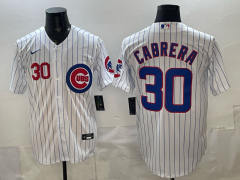 (Logo 4) Chicago Cubs White #30 MLB Jersey-0840
